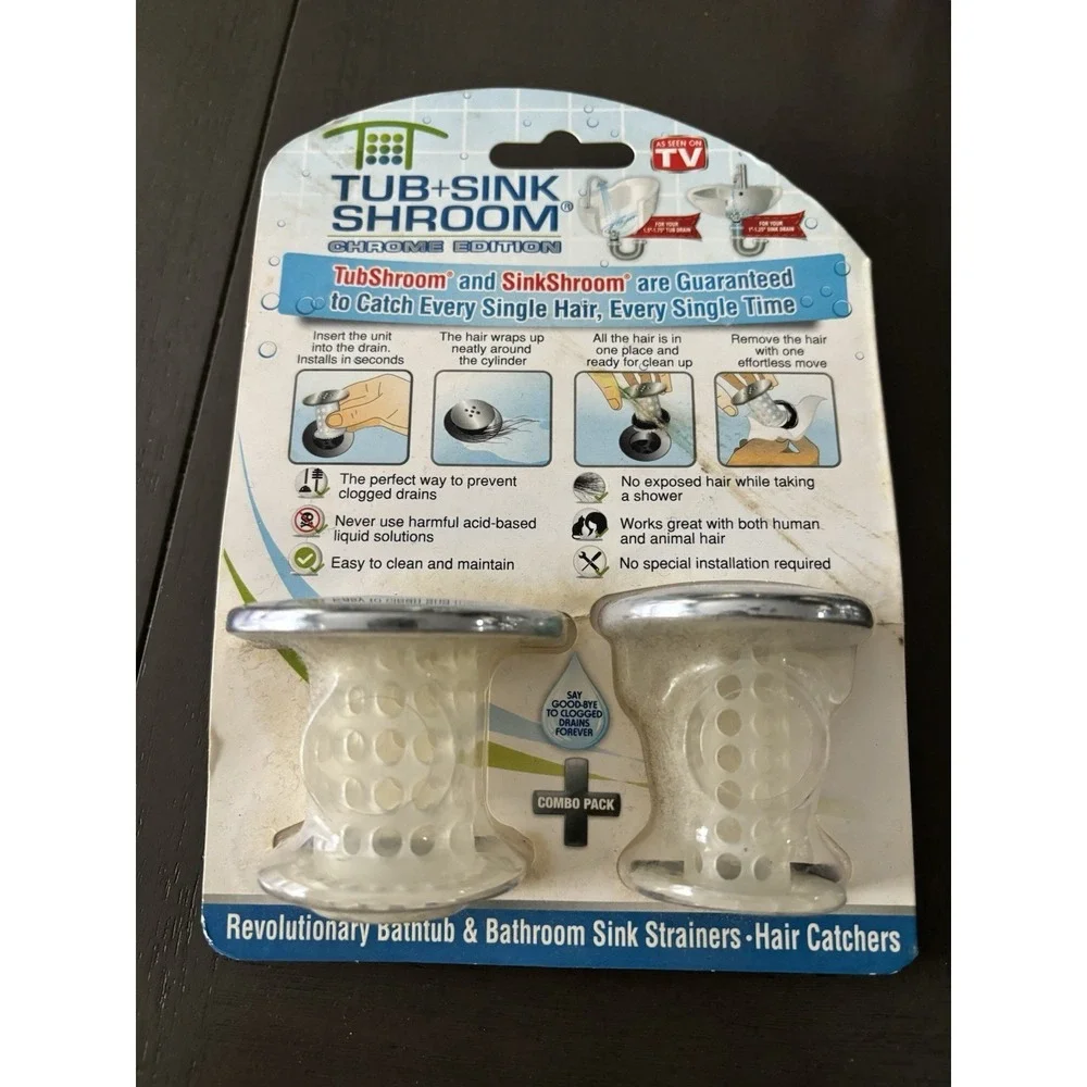 TubShroom® 2 Pack Chrome Revolutionary Tub Drain Protector Hair Catcher Strainer